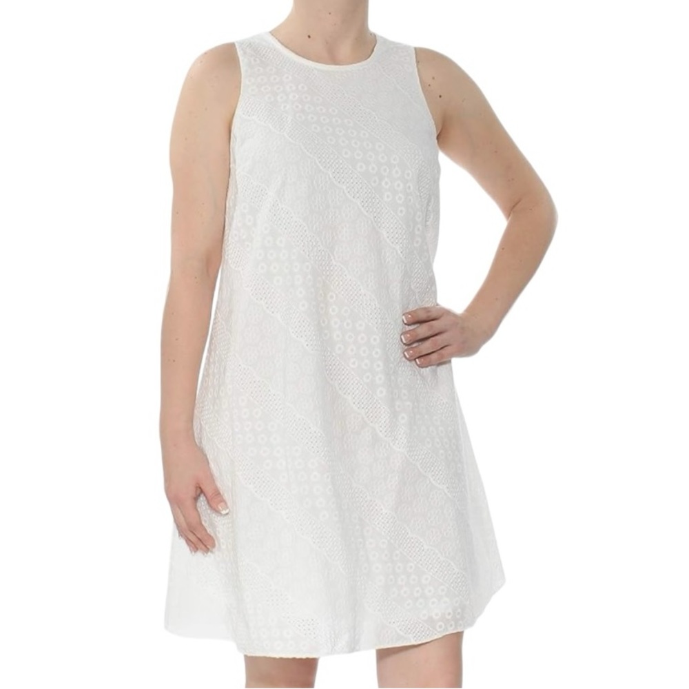 Calvin Klein Women's Cotton Eyelet Trapeze Dress Size 10